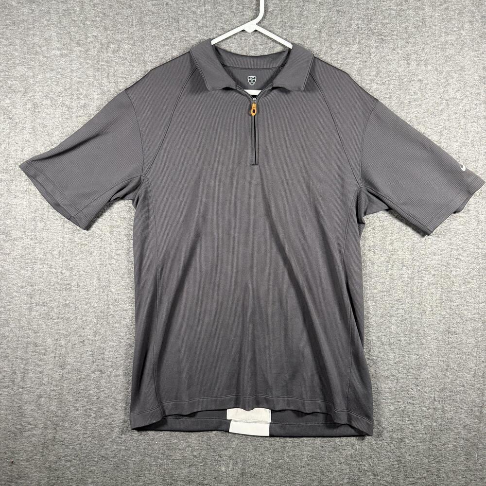 Nike Golf Fit Dry Polo Men’s L Gray 1/4 Zip Vented Waffle Knit 206480-060